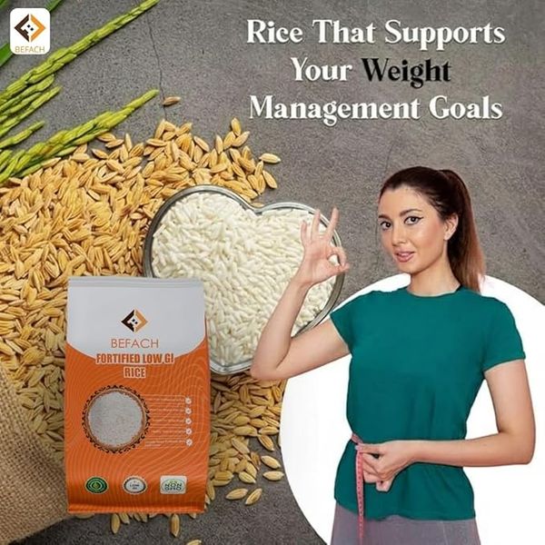 Befach Low GI Fortified Rice 1Kg  | Diabetes Friendly Low Glycemic Index Rice | High Fibre Vitamin & Mineral Enriched Daily Rice | Supports Healthy Blood Sugar Levels thumbnail 3