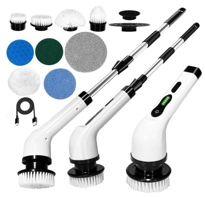 Befach 9 in 1 Electric Spin Scrubber | Cordless Rechargeable Cleaning Brush with Multi Attachments | Waterproof Bathroom, Tile & Kitchen Power Scrubber | Extendable Handle Deep Cleaning Tool thumbnail 1