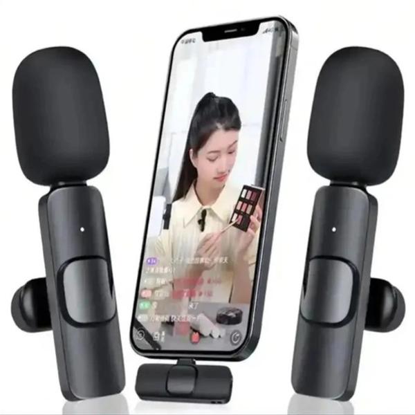 2in1 Noise Reduction Lavalier Lapel K9 Microphone WIreless Microphone for Liverstreaming Vlog Live Streaming Youtuber Podcast
