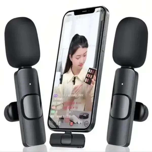 2in1 Noise Reduction Lavalier Lapel K9 Microphone WIreless Microphone for Liverstreaming Vlog Live Streaming Youtuber Podcast