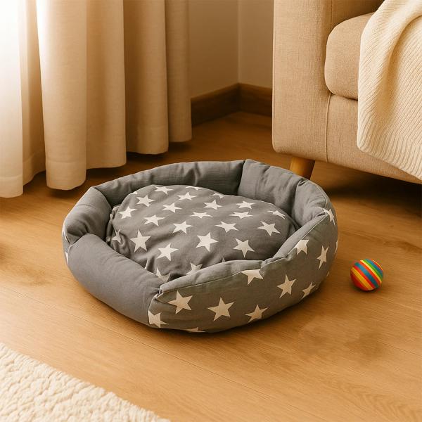 3XL Extra-Large Star Pattern Round Pet Bed for Cats & Small Dogs thumbnail 4
