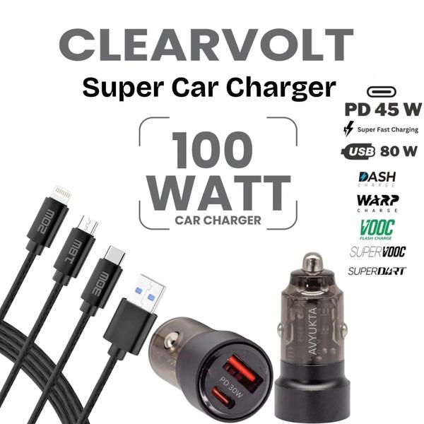 AVYUKTA 100W Super Fast Car Charger (PD 30W + QC 4.0 Dual Port) 6-Month Warranty