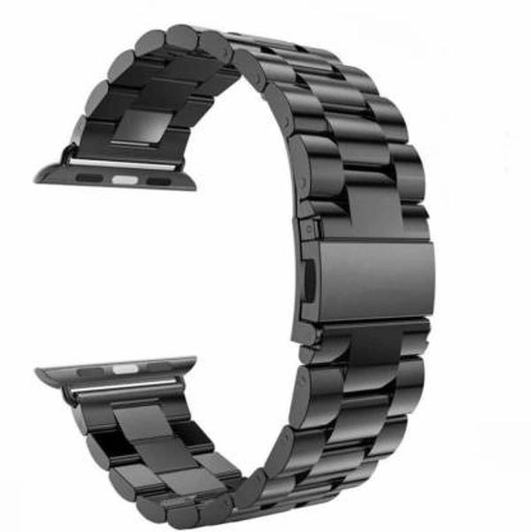 Steel Metal Chain Strap For Ultra Smart Watch 49 Mm, Series 8 / 7 45 Mm, Series 6 / 5 / 4 44 Mm Smart Watch Strap (Black)
