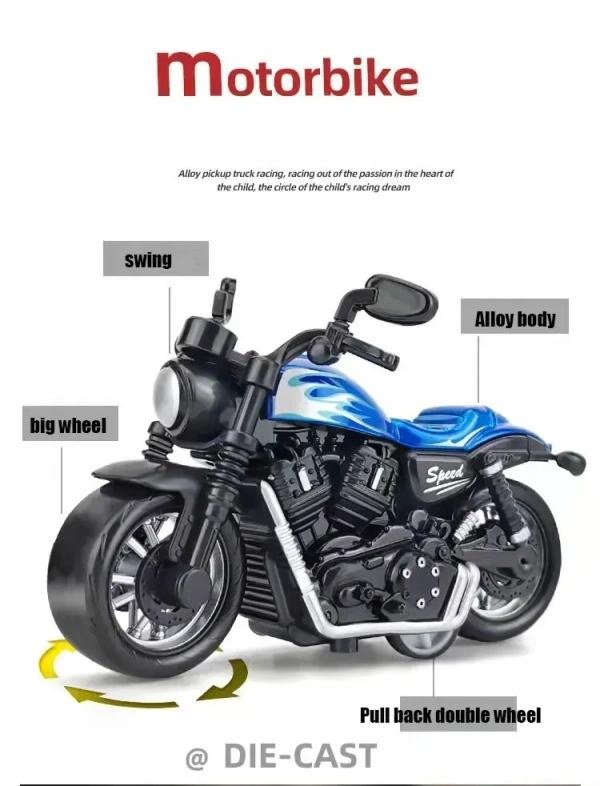 Mini Alloy Motorcycle Pull-Back Toy for Kids | Small Scale Ride-On Vehicle Collectible - 1 pcs thumbnail 1