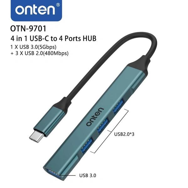 Onten Type-C to 4-Port USB 3.0 Hub High-Speed Data Transfer & Multi-Device Support thumbnail 1