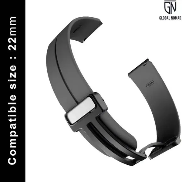22MM-MGNT-SILI-BLACK Smart Watch Strap (Black)
