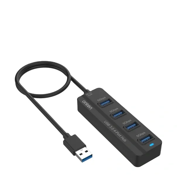 Onten 4-Port USB 3.0 Hub with Individual Power Switches High-Speed Data Transfer & Charging
