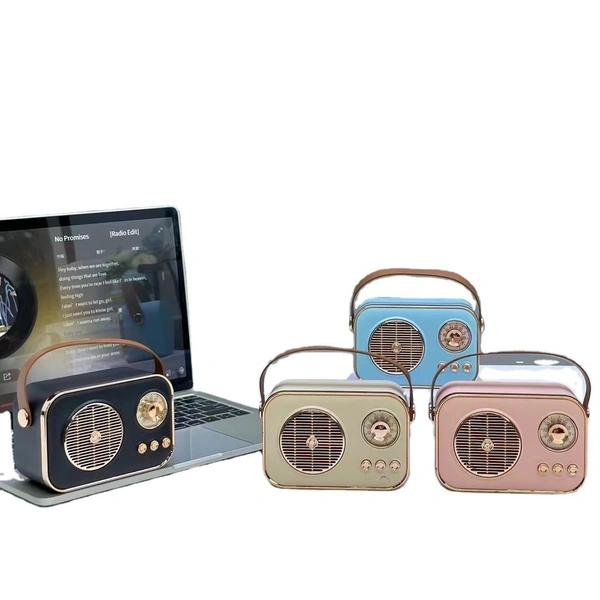 MZ M209 Mini Portable FM Radio Speaker with USB, TF Card & LED Light Rechargeable Retro Look thumbnail 1