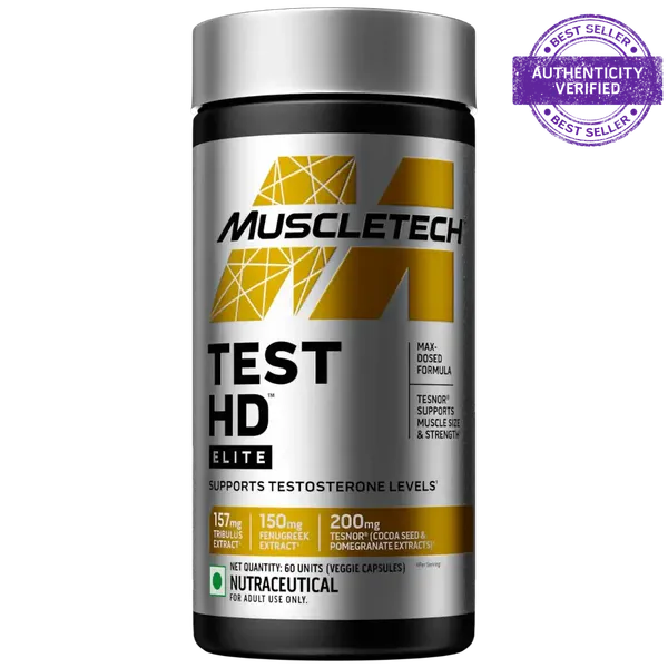 MuscleTech Test HD Elite 60 Capsules | Herbal Performance & Vitality Support Formula | Advanced Men's Wellness Supplement | Energy, Strength & Endurance Support Capsules