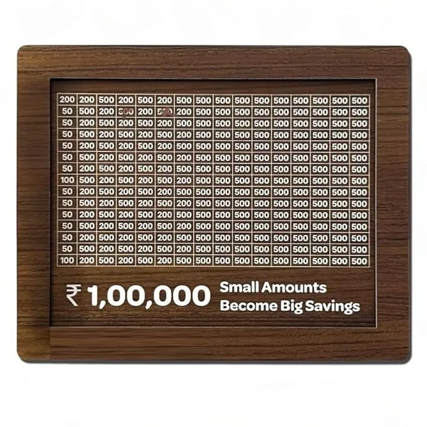 Wooden Money Saving Box ?1,00,000 Goal Piggy Bank with Tracker | Savings Chart for Kids & Adults