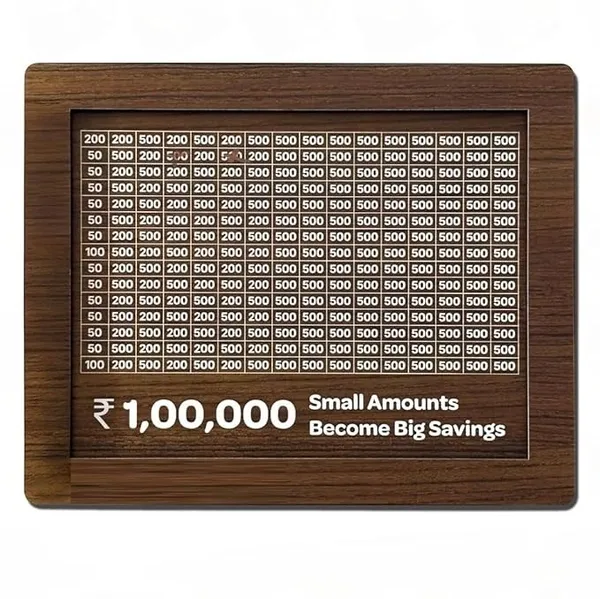Wooden Money Saving Box ?1,00,000 Goal Piggy Bank with Tracker | Savings Chart for Kids & Adults