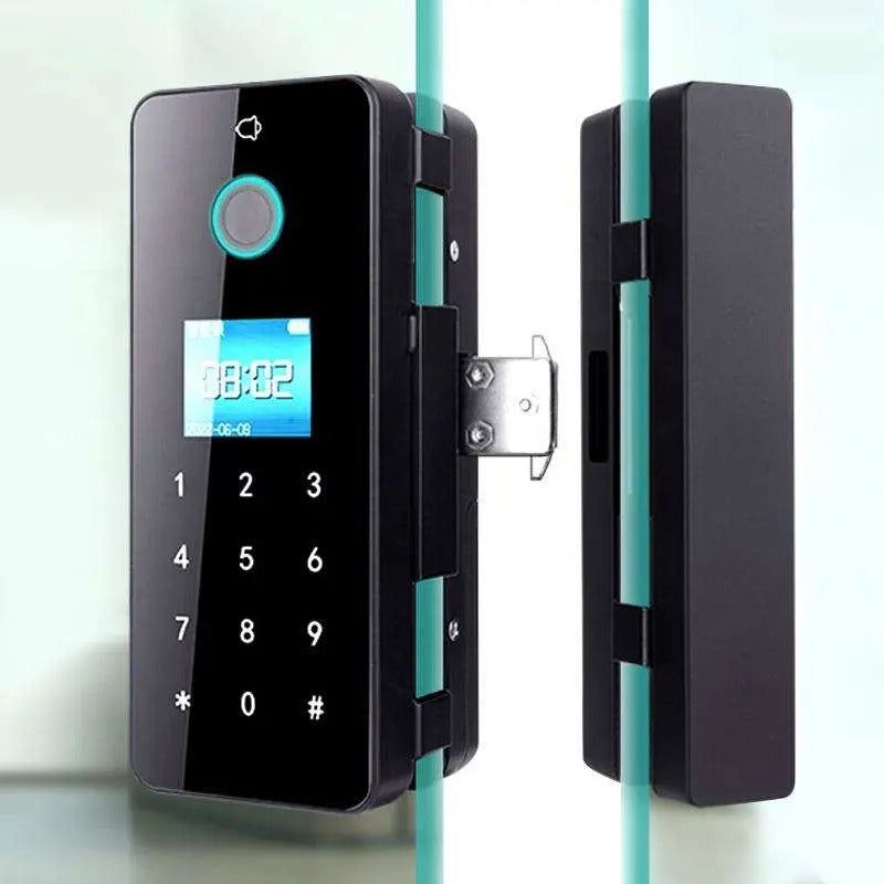 Befach Glass Door Lock S-14 |Fingerprint smart glass door lock | Aluminium + ABS Heavy Duty Body | Key Operated Safety Lock for Frameless Glass Doors | Rust Resistant Secure Latch for Home, Office & Shopfront thumbnail 1