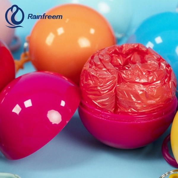 Portable Disposable Waterproof Compression Poncho Raincoat in Keychain Printed Pocket Balls for Adults Kids thumbnail 1