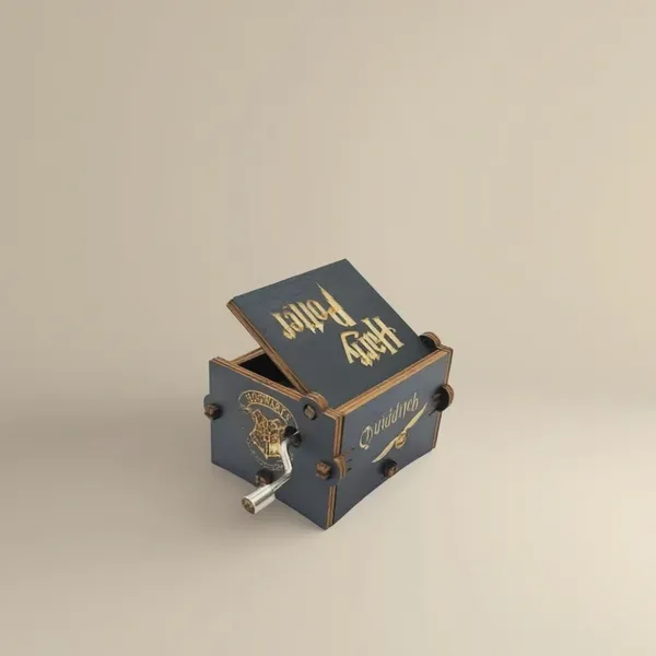 Harry Potter Wooden Hand Crank Music Box Laser Engraved Mini Gift Box for Potterheads
