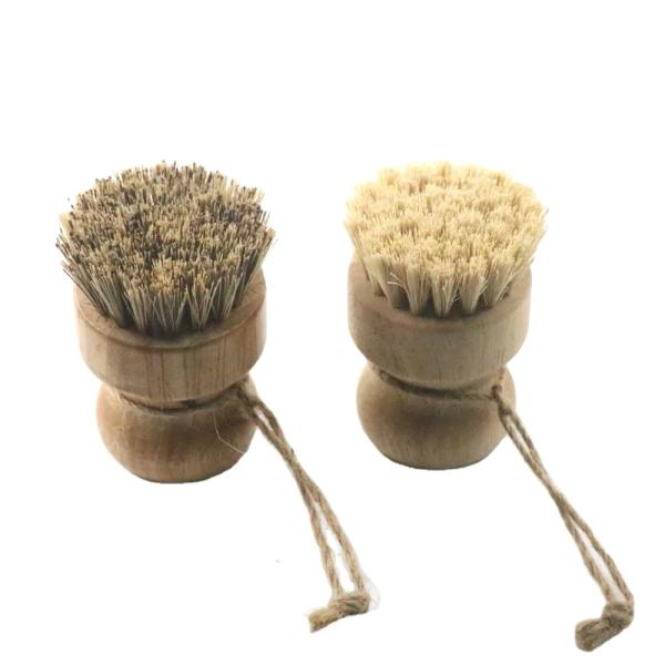 Custom Logo Bamboo Coconut Sisal Cleaning Dish Bottle Pot Brush Natural Wood Scrub Brush,Wooden Handle Cleaning Brush Set thumbnail 1