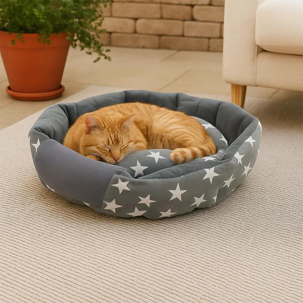 3XL Extra-Large Star Pattern Round Pet Bed for Cats & Small Dogs thumbnail 6