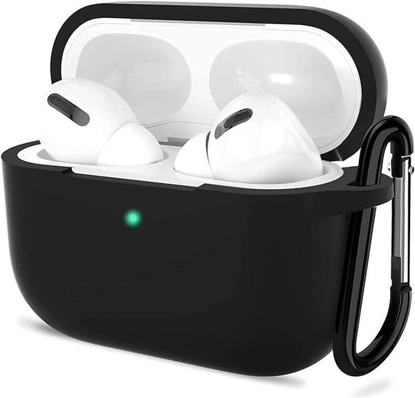 AirPods Pro Case, Soft Silicone Skin Case Cover Shock-Absorbing Protective Case with Keychain Compatible with AirPods Pro (Black) thumbnail 1