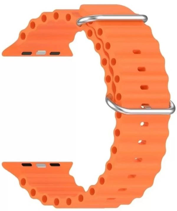 Silicone Ocean Band Compatible with ultra smart Watch Strap 38mm 40mm 41mm for iWatch Ultra SE2 SE Series 8 7 6 5 4 3 2 1 iWatch Strapband for Men Women Smart Watch Strap (Orange) thumbnail 1