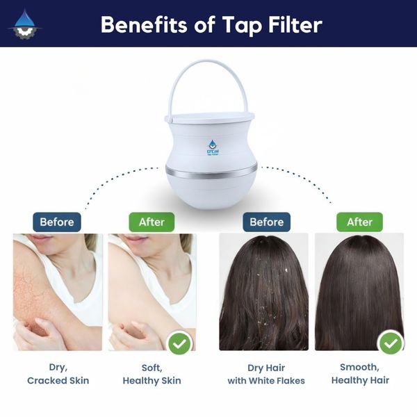 D'Cal Tap Filter for Hard Water | Chlorine & Sediment Reduction Cartridge | Protects Skin & Hair from Hard Water Effects | Easy Fit Faucet Filter for Bathroom & Kitchen thumbnail 4