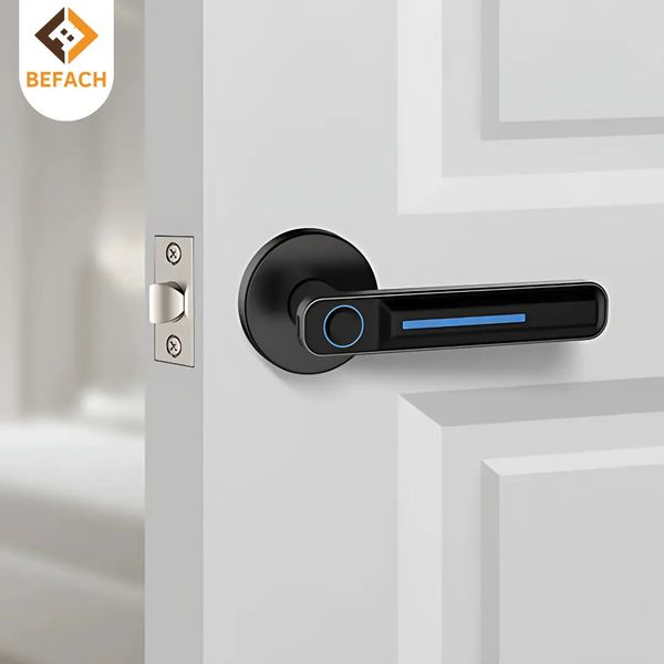 Befach Interior Door Lock X01 |Fingerprint lock | Aluminium + Stainless Steel Premium Build | Key Operated Bedroom & Office Door Lock | Durable Smooth Handle Mechanism for Residential Doors thumbnail 1