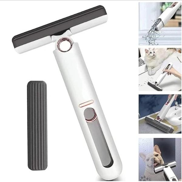 Mini Mop for Kitchen with 2 Sponges Portable Mini Mop Self Squeeze Strong Absorbent Magic Wiper for Kitchen Small Sponge Mop Self Squeezing Wet & Dry Use for Bathroom Wall Glass Car Table Home thumbnail 1