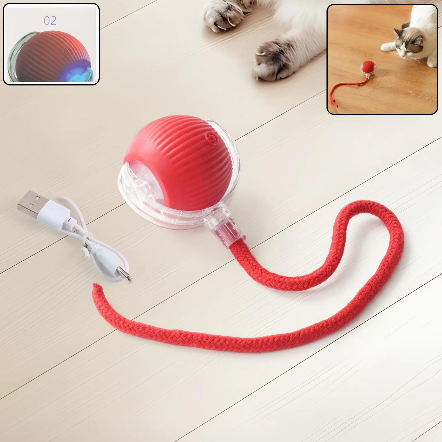 Rechargeable Interactive Cat Toy Ball with Detachable Tail and LED Light