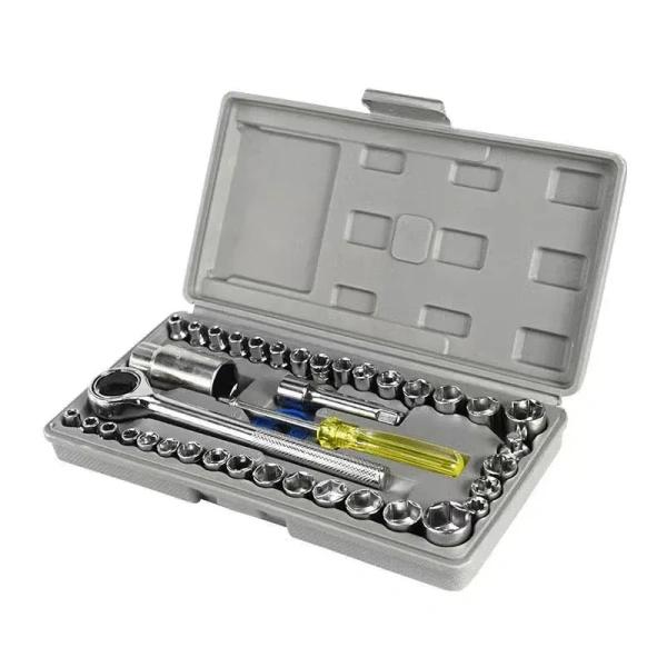 40-Piece SAE & Metric Performance Tool Socket & Wrench Set Complete Tool Kit