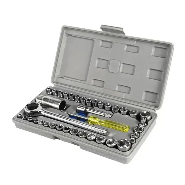 40-Piece SAE & Metric Performance Tool Socket & Wrench Set Complete Tool Kit