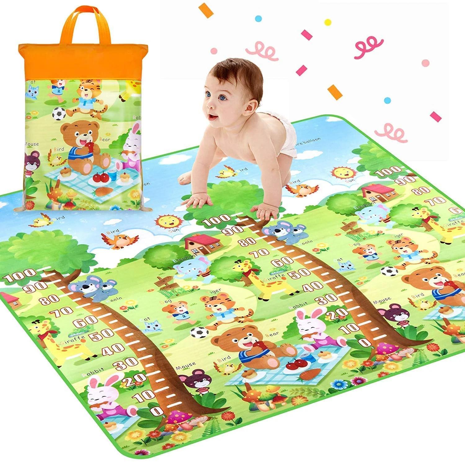 Waterproof Double Side Baby Play Floor Mat for Kids Home With Bag  thumbnail 1