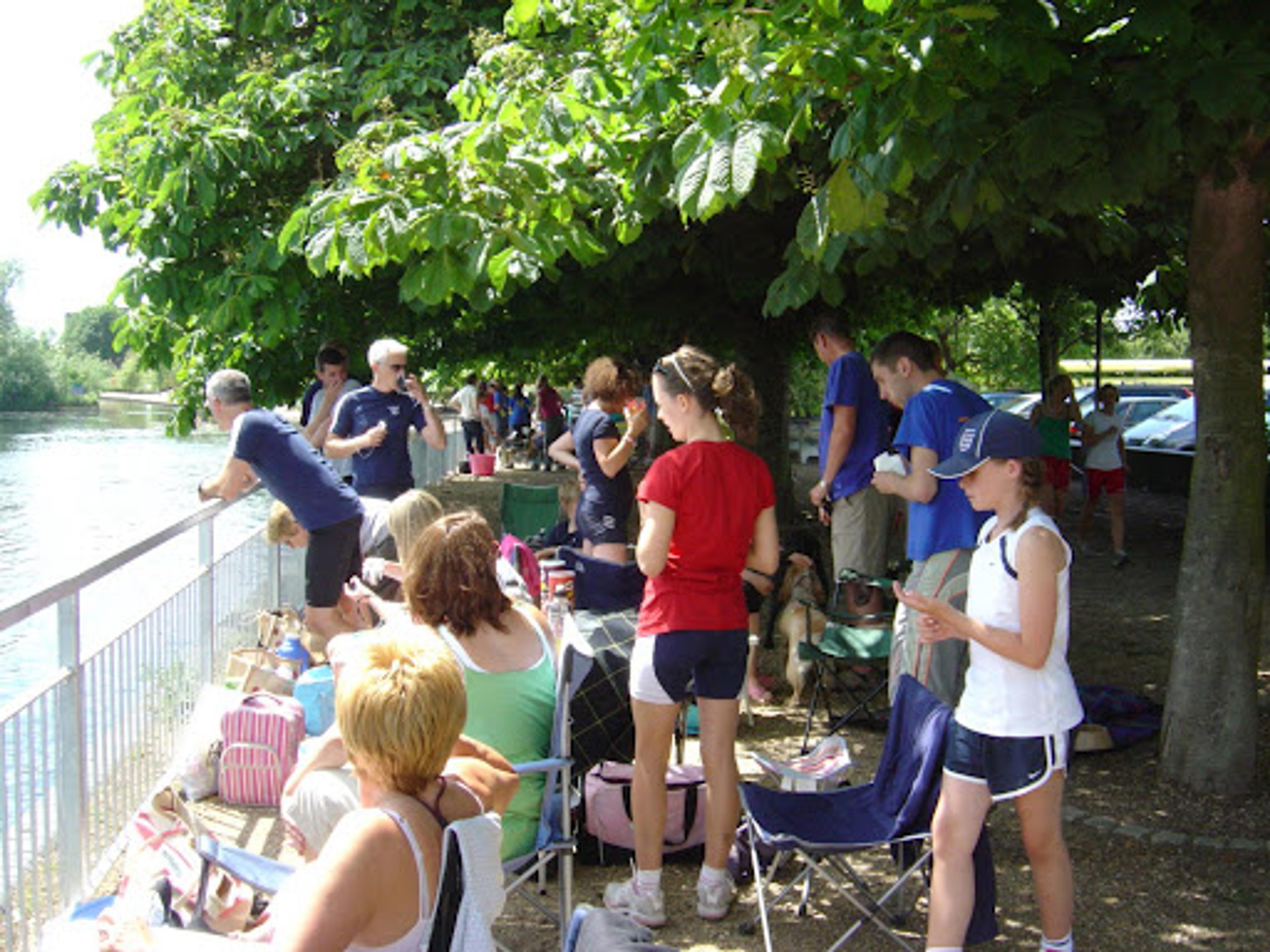 Sudbury supporters on the bank in Bedford. 