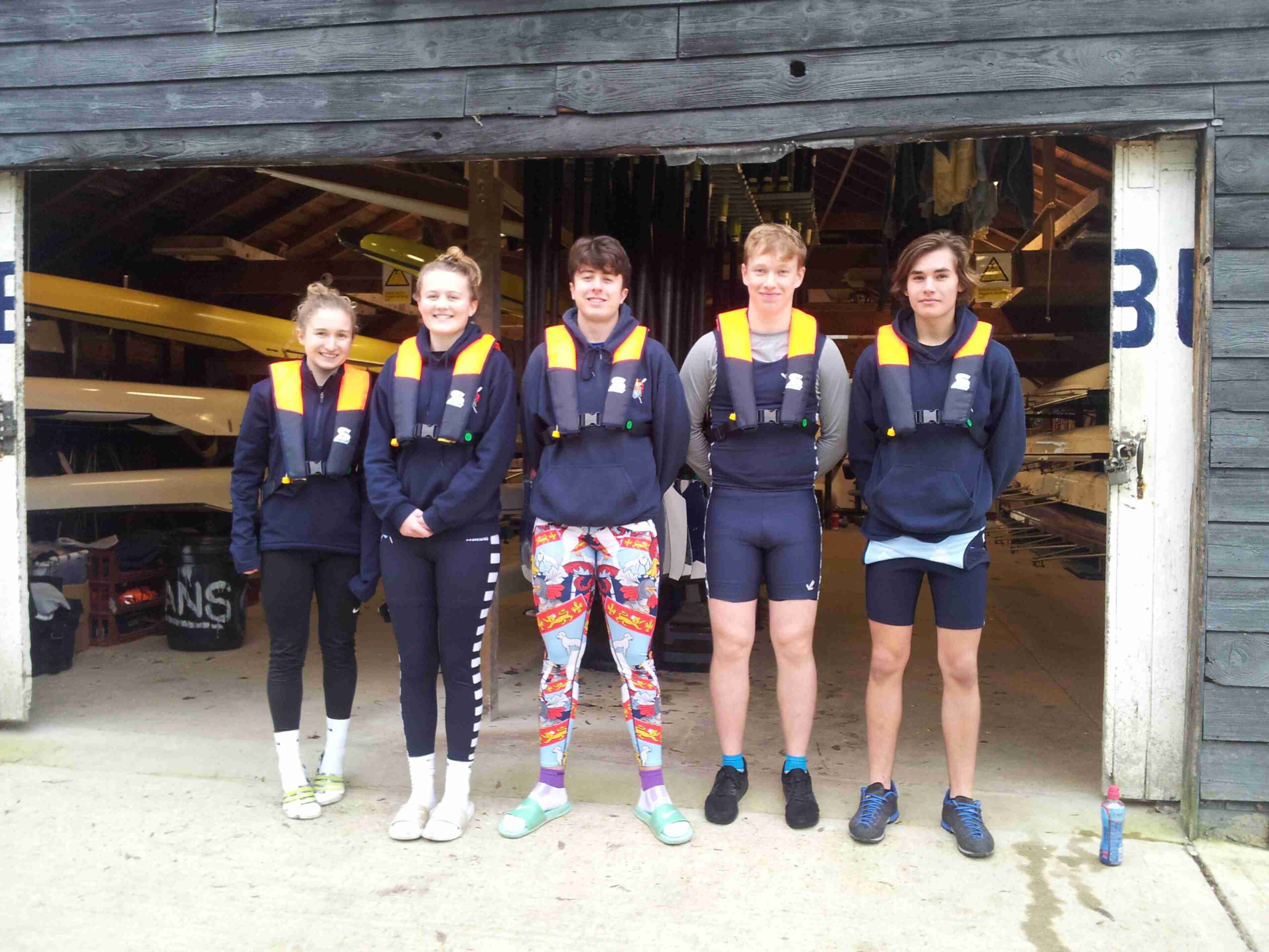 Juniors wearing the new lifejackets. 
