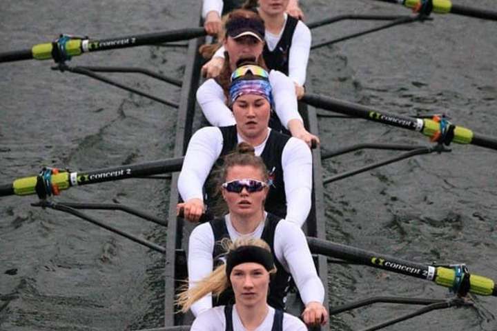 Sudbury’s winning women’s eight in Bedford, February 2022.