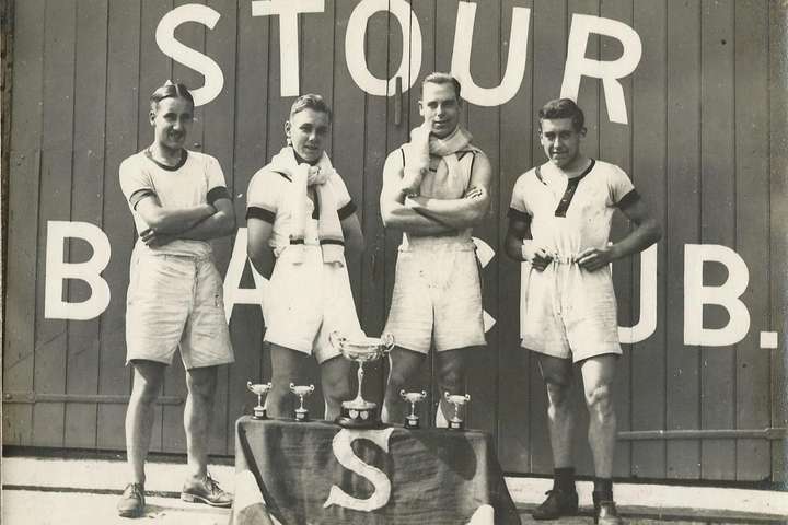 Junior Senior Crew, 1930.
L-R: A. Essex (bow), H. Warren, P. Johnson, B. Bacon (stroke).
Winners of the Senior Junior Fours a…