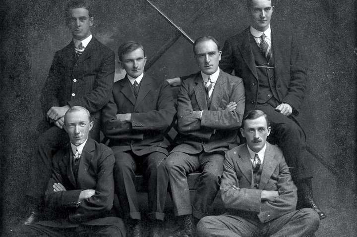 Winners of Senior-Junior Fours at Sudbury and Ipswich Regattas, 1912.
L-R, top: J.F. Jay (bow), H.P.C. Wilson (stroke), Andrew…
