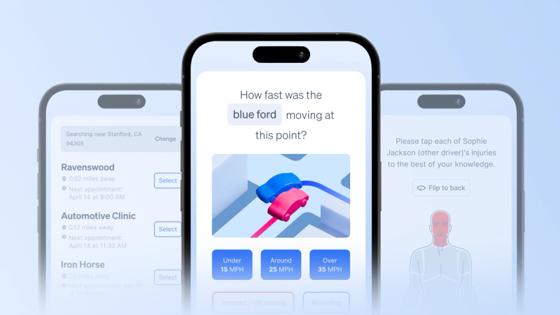 FNOL automation showing Assured promo graphic with mobile and desktop UI screens on a colorful gradient background
