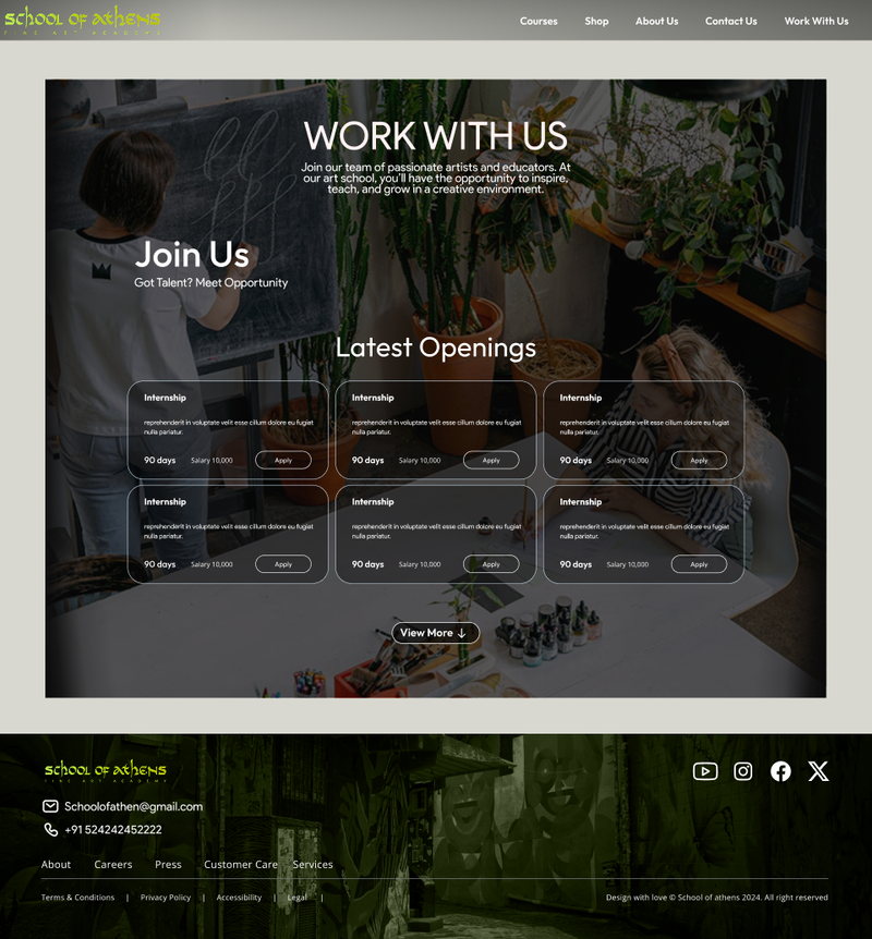 School Of Athens WebSite UI