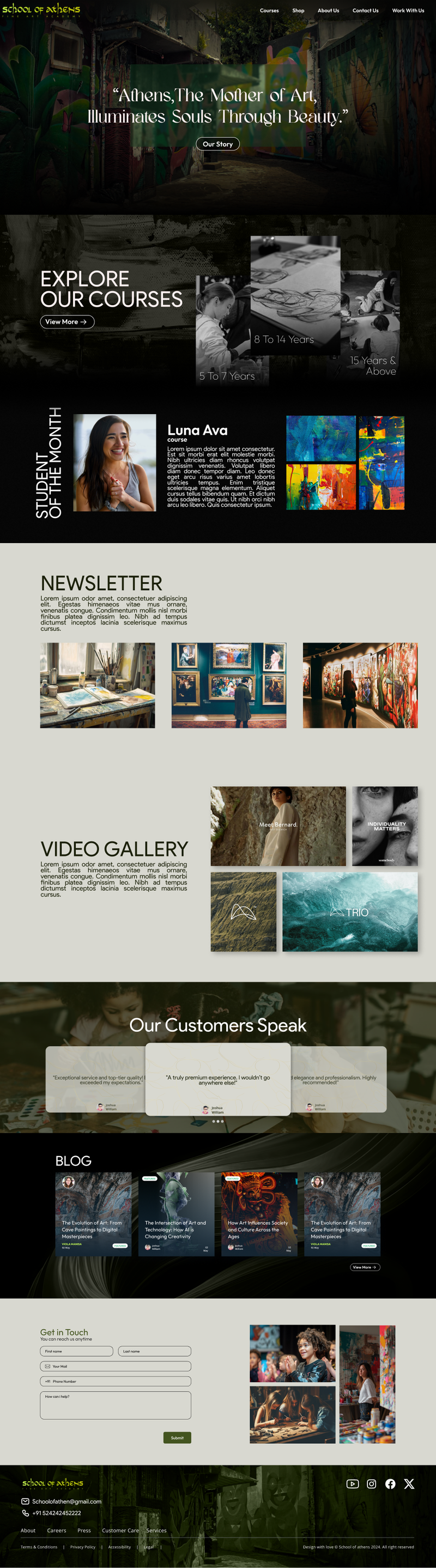 School Of Athens WebSite UI