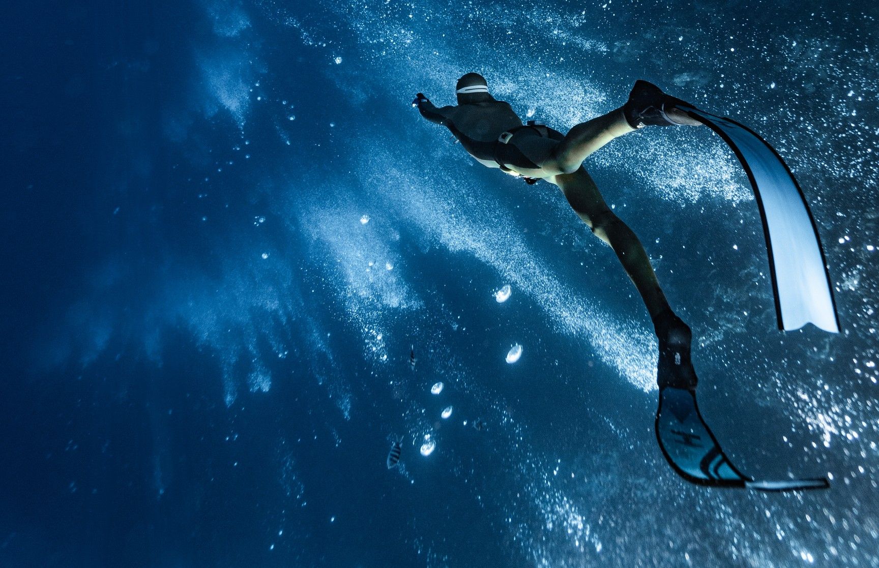 Freediver underwater in Dahab
