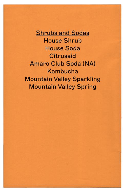 Shrubs and Sodas House Shrub House Soda Citrusaid Amaro Club Soda (NA) Kombucha Mountain Valley Sparkling Mountain Valley Spring