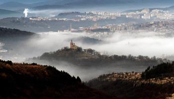 Veliko Tarnovo in fog, Bulgaria