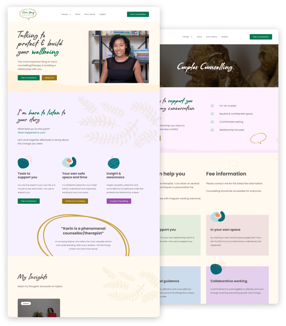 Therapy and wellbeing with Karin Young β website preview