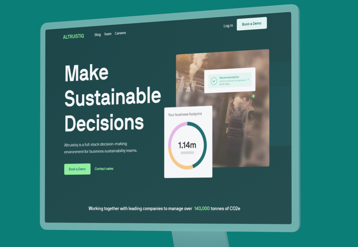 A website connected to daily operations, Altruistiq