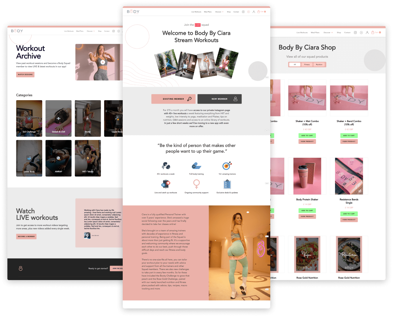 Body by Ciara's fitness subscription platform — website preview