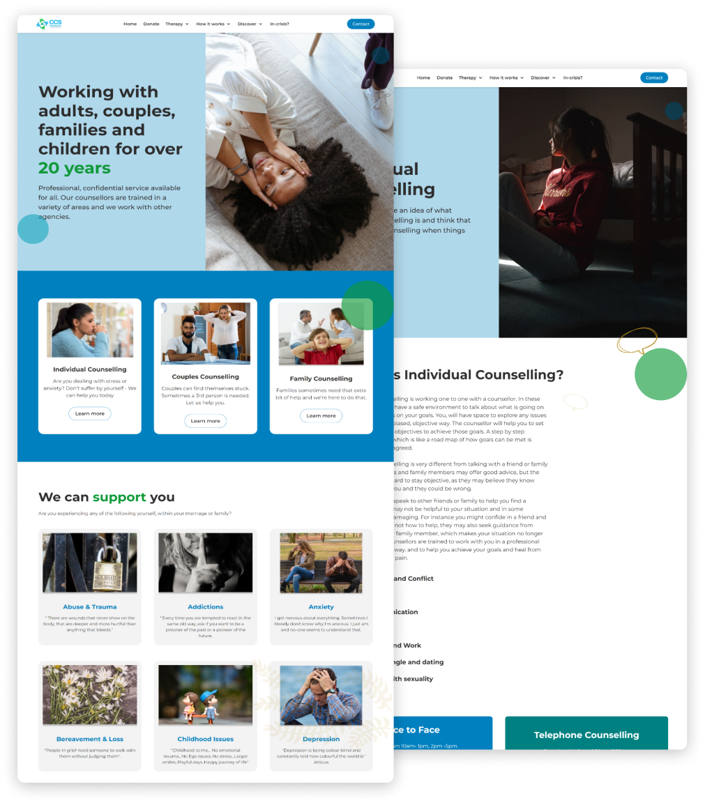 Confidential counselling with Cornerstone Counselling — website preview