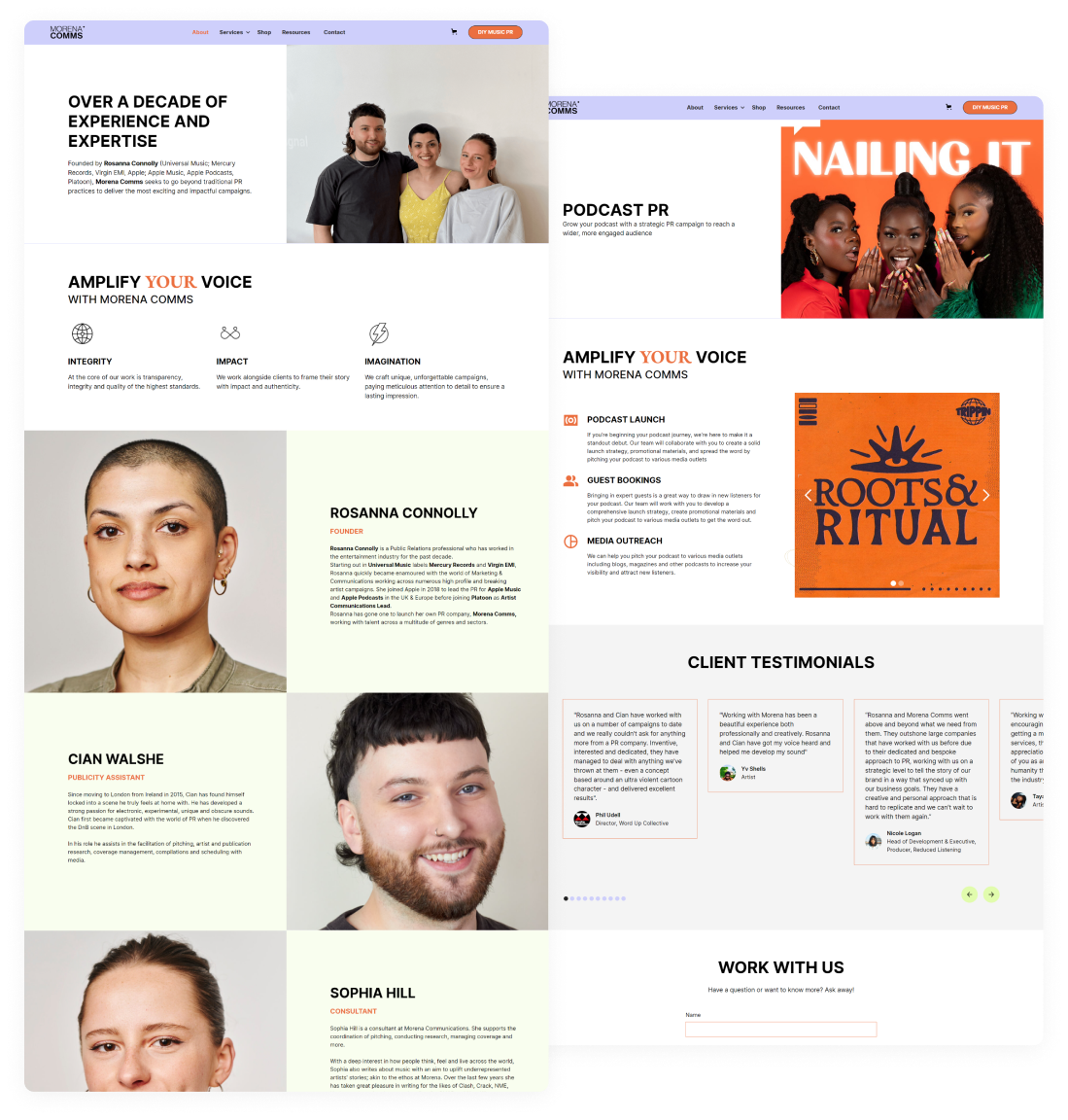 Entertainment PR with Morena Comms — website preview