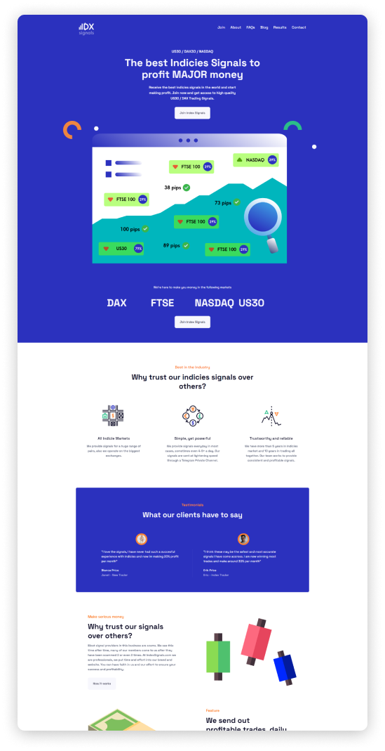 Index Signals for Telegram β website preview