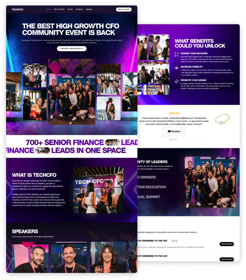Finance leaders community with Tech CFO — website preview