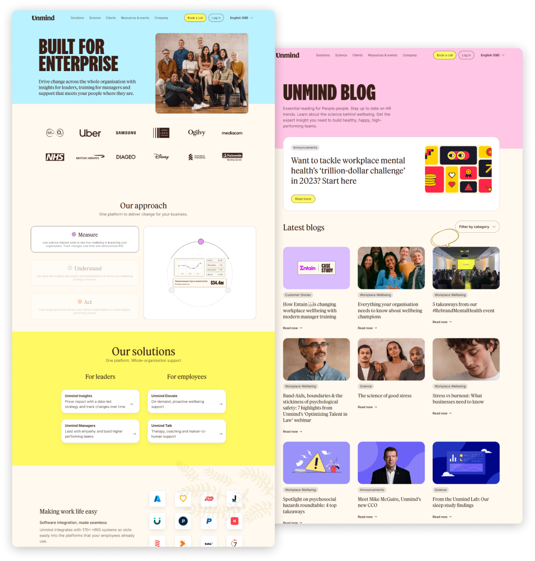Workplace wellbeing with Unmind β website preview