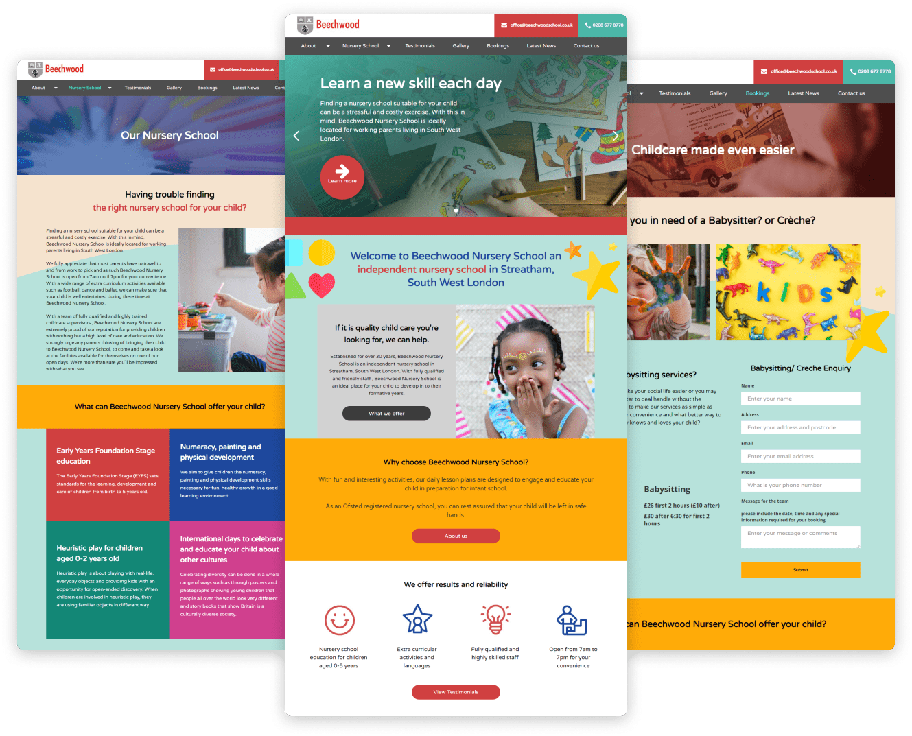 Early years education with Beechwood Nursery School — website preview