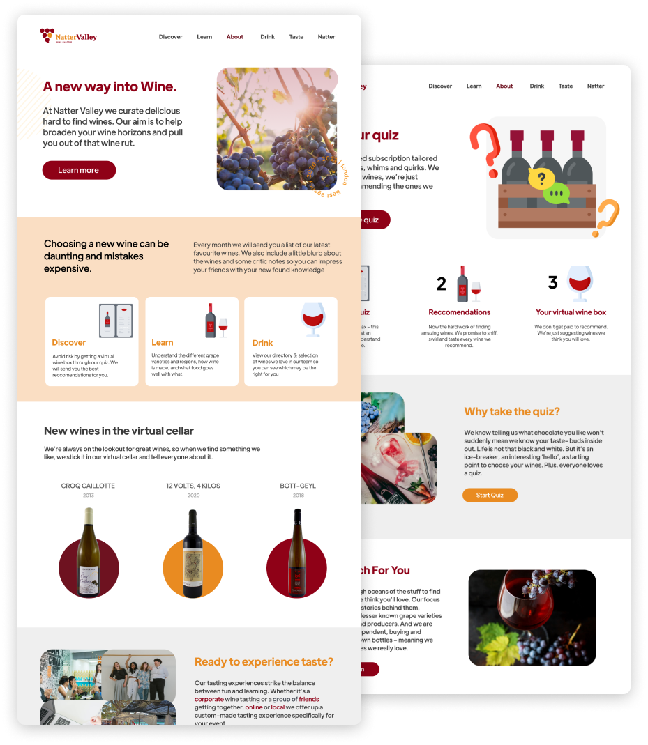 Wine tasting community with NatterValley — website preview